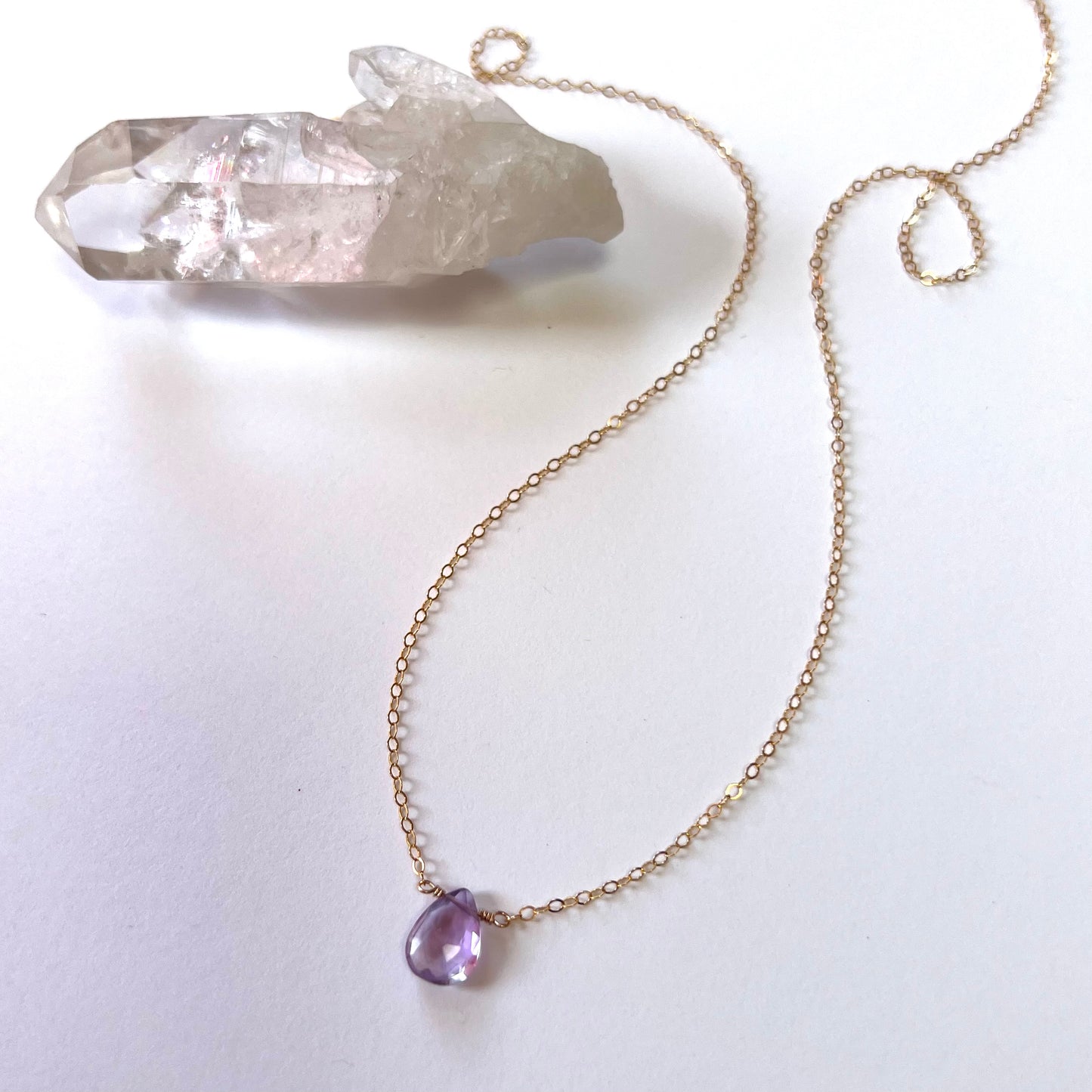 Mini Lavender Amethyst Teardrop Necklace