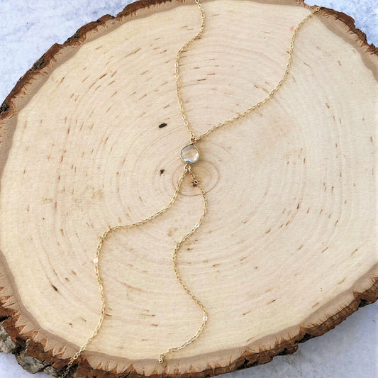 Clear Quartz Double Drop Y-Necklace